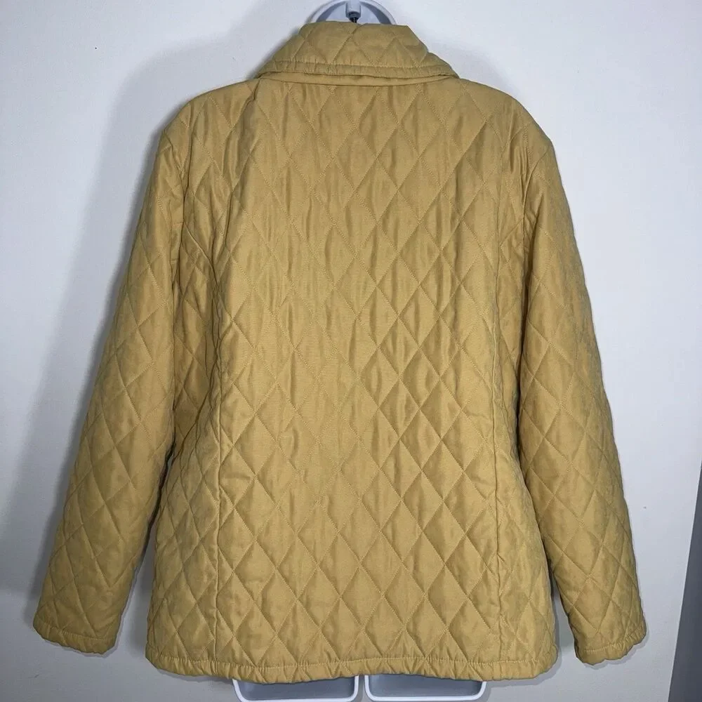 Barbour Mustard Yellow Shaped Microfibre Quilt Short Jacket Women Size XL/ 14 - Picture 5 of 12